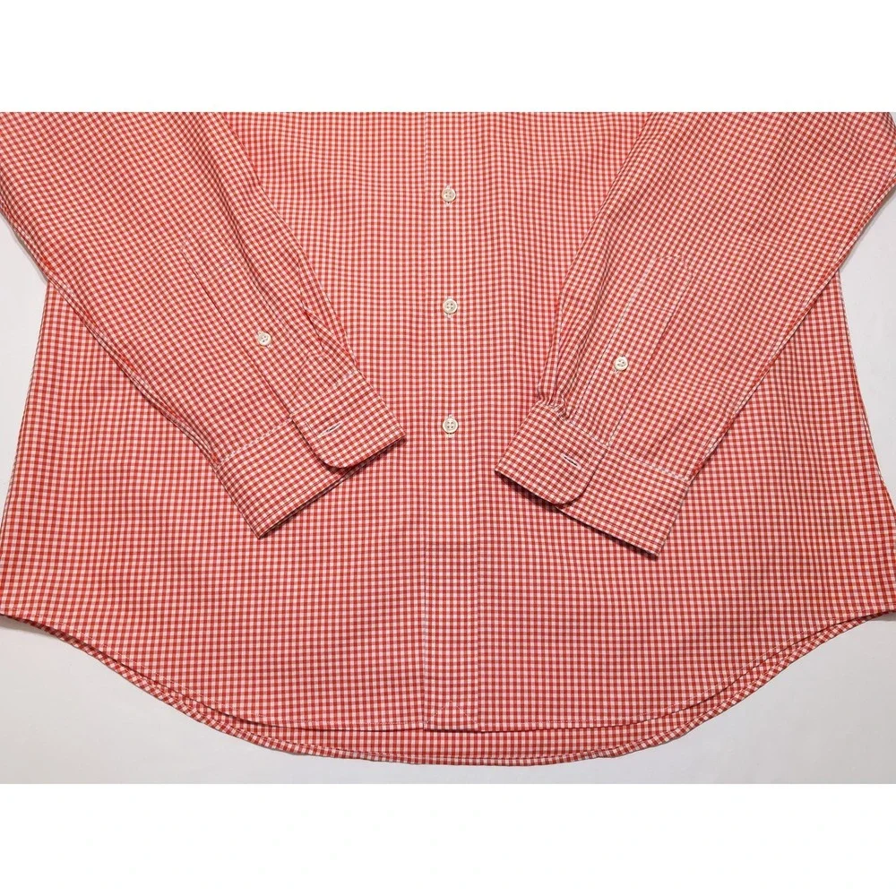 POLO RALPH LAUREN Long Sleeve Button Shirt Orange Checks Large L